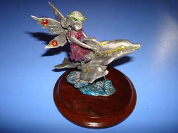 Pewter Fairy On a Dolphin